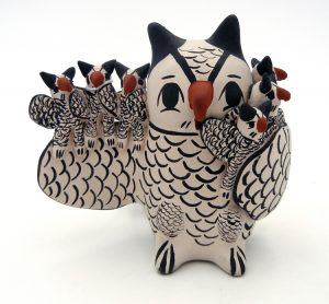 Cochiti Owl storyteller with six owlets by Mapuwana, Juanita Inez Ortiz