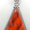 Navajo triangular orange spiny oyster shell and sterling silver pendant by Rydell Billie