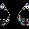 Zuni tear drop shaped multi-stone inlay multi-sunface earrings