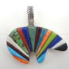 Navajo multi-stone cornrow inlay and sterling silver bear pendant