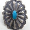 Navajo brushed sterling silver and turquoise concho style ring