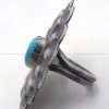 Navajo Brushed Sterling Silver and Turquoise Concho Style Ring - Image 3