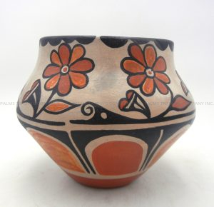 Santo Domingo large handmade and hand painted polychrome multi-design jar by Billy Veale