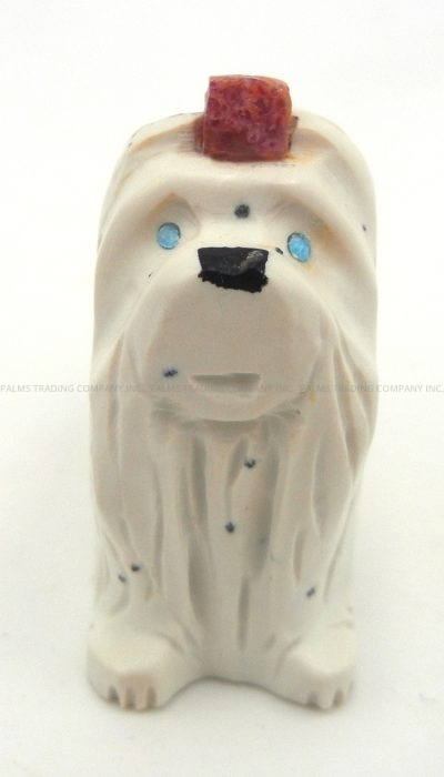 Zuni howlite collie dog fetish by Felicia Martin