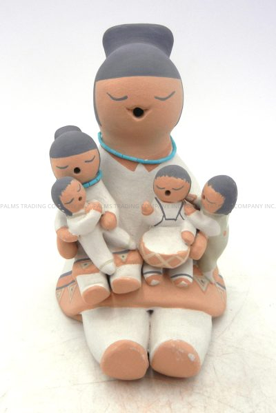 Isleta seated female storyteller with four children by Stella Teller