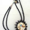 Zuni multi-stone inlay and sterling silver large sunface bolo tie