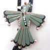 Zuni green turquoise and multi-stone inlay thunderbird bolo tie by Michelle Peina