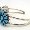 Zuni Turquoise and Sterling Silver Triple Rosette Cuff Bracelet - Image 3