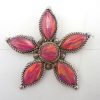 Zuni pink lab opal and sterling silver flower pendant by Kalena Hustito