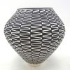 Acoma handmade and hand painted black and white zig zag pattern jar by Kathy Victorino