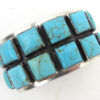 Navajo wide band turquoise and sterling silver double row cuff bracelet