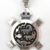 Santo Domingo sterling silver overlay turtle pendant with 14k gold moons by Joseph Coriz