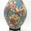 Mata Ortiz handmade, hand painted and etched butterfly, hummingbird and flower vase by Bianca Arras