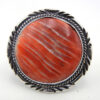 Navajo red spiny oyster shell and sterling silver ring by Will Denetdale