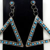 Zuni large turquoise petit point and sterling silver triangle dangle earrings