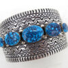 Navajo spiderweb Kingman turquoise and sterling silver wide band cuff bracelet