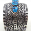 Navajo Spiderweb Kingman Turquoise and Sterling Silver Cuff Bracelet - Image 3