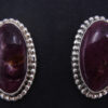 Navajo purple spiny oyster and sterling silver post earrings