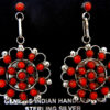 Zuni coral petit point and sterling silver post dangle earrings