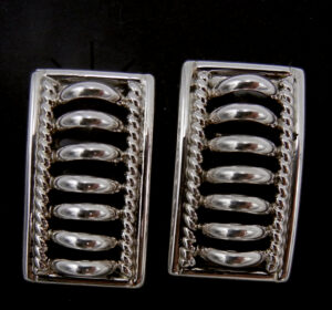 Navajo domed sterling silver rectangular post earrings by Thomas Charley