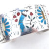 Zuni multi-stone inlay and sterling silver blue jay and flowers cuff bracelet by Sammy and Esther Guardian