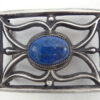 Navajo sandcast sterling and denim lapis belt buckle