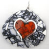 Santo Domingo white buffalo, apple coral and sterling silver inlay shell pendant