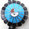 Zuni Multi-Stone Inlay and Sterling Silver Sunface Bolo Tie - Image 3