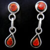 Zuni red lab opal and sterling silver small post dangle earrings