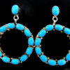 Zuni turquoise and sterling silver post dangle circle earrings
