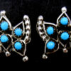 Zuni turquoise petit point and sterling silver butterfly earrings