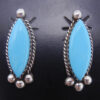 Zuni Sleeping Beauty turquoise and sterling silver rounded diamond post earrings