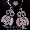 Zuni Pink Conch, Turquoise and Jet Inlay and Sterling Silver Owl Necklace and Earring Set - Image 6