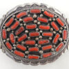 Navajo coral and sterling silver belt buckle