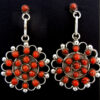 Zuni coral petit point and sterling silver post dangle earrings