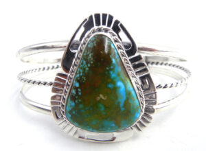 Navajo green Kingman turquoise and sterling silver cuff bracelet