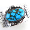 Navajo Kingman turquoise and sterling silver wide band cuff bracelet by Will Denetdale