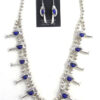 Navajo lapis and sterling silver squash blossom necklace and earring set