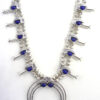 Navajo Sterling Silver and Lapis Squash Blossom Necklace and Earring Set - Image 3