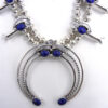 Navajo Sterling Silver and Lapis Squash Blossom Necklace and Earring Set - Image 5