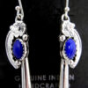 Navajo Sterling Silver and Lapis Squash Blossom Necklace and Earring Set - Image 6