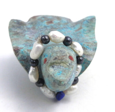 Zuni carved azurite eagle fetish by Cheryl Beyuka