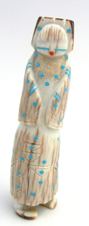 Zuni carved deer antler corn maiden fetish by Claudia Peina