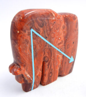 Zuni carved Mexican onyx bear fetish with turquoise heartline by Bernard Laiwakete