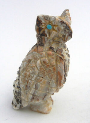 Zuni Scott Garnett Carved Picasso Marble Owl Fetish