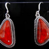 Navajo red spiny oyster shell and sterling silver dangle earrings