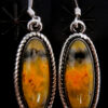 Navajo small bumblebee jasper and sterling silver dangle earrings by Art Platero