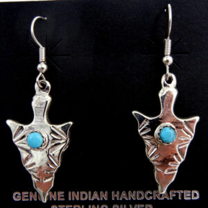 Navajo sterling silver and turquoise arrowhead dangle earrings