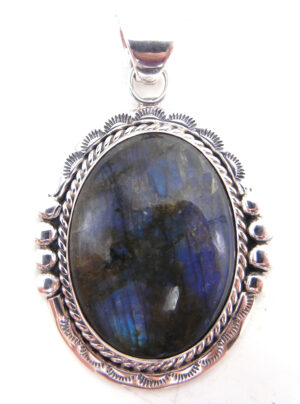 Navajo labradorite and sterling silver pendant