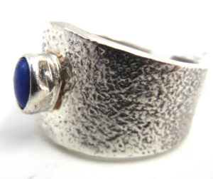 Navajo Textured Sterling Silver and Lapis Ring